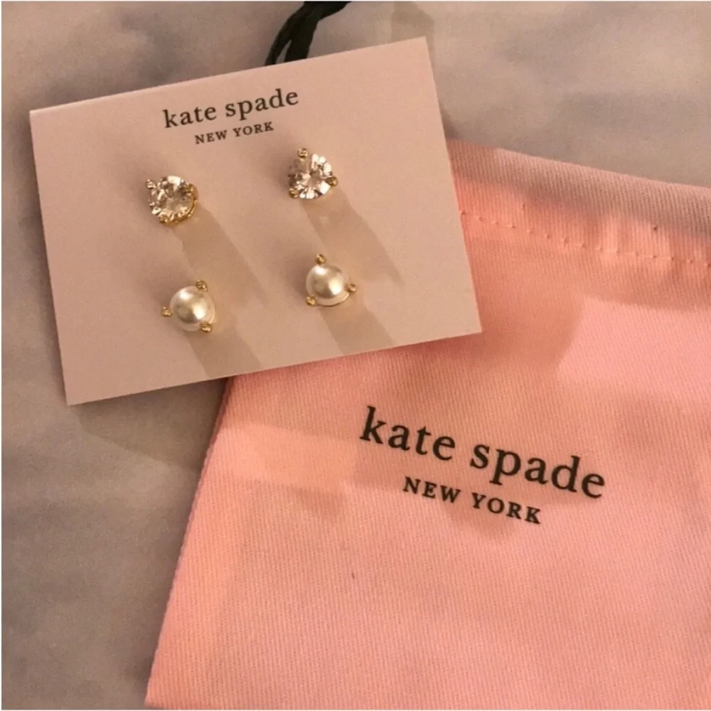 Kate Spade New York Rise and Shine 2-Stud Set, Cubic Zirconia & Glass Pearl - Picture 12 of 13